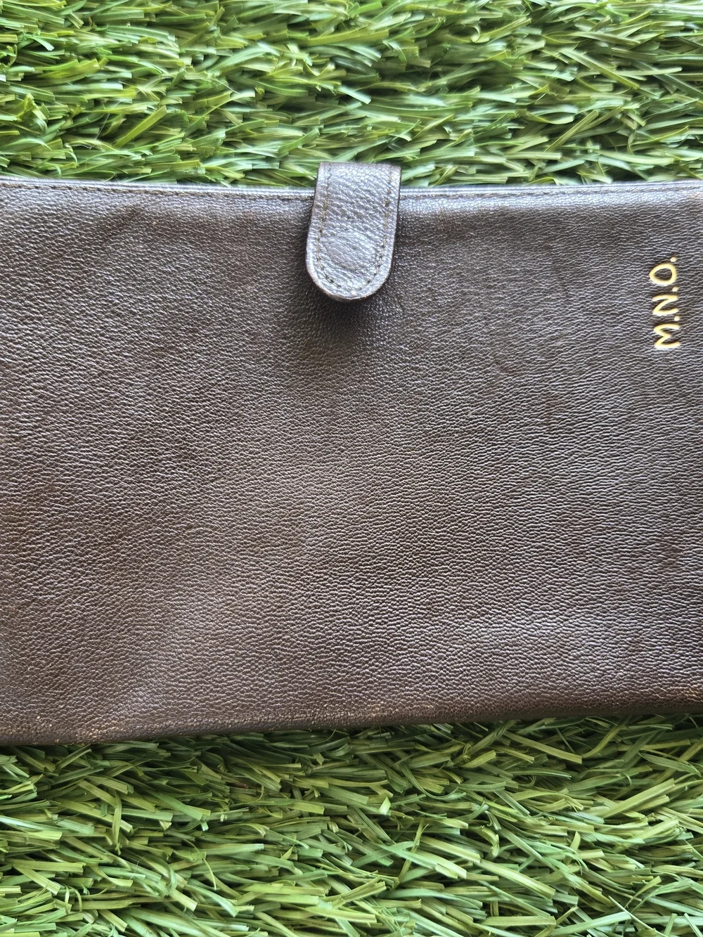 Genuine Leather Brown Wallet with Gold Embossing